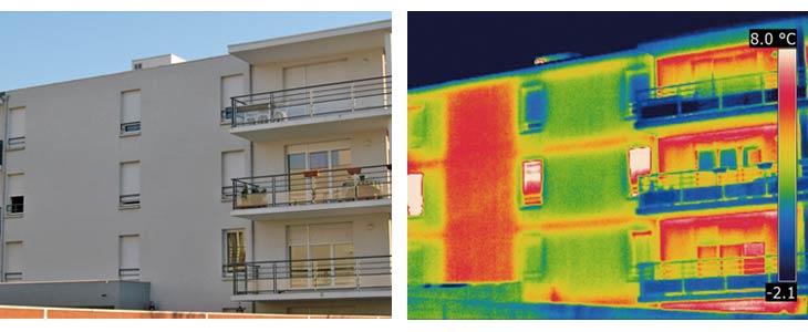Diagnostic thermique d'une façade avec une caméra thermique