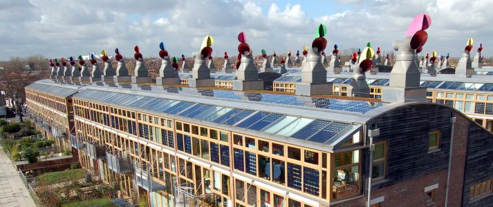 Le quartier BedZED à Londres, un des premiers écoquartiers européens.